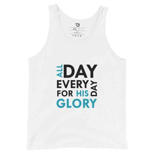 All His Glory White w/Teal Men's Tank