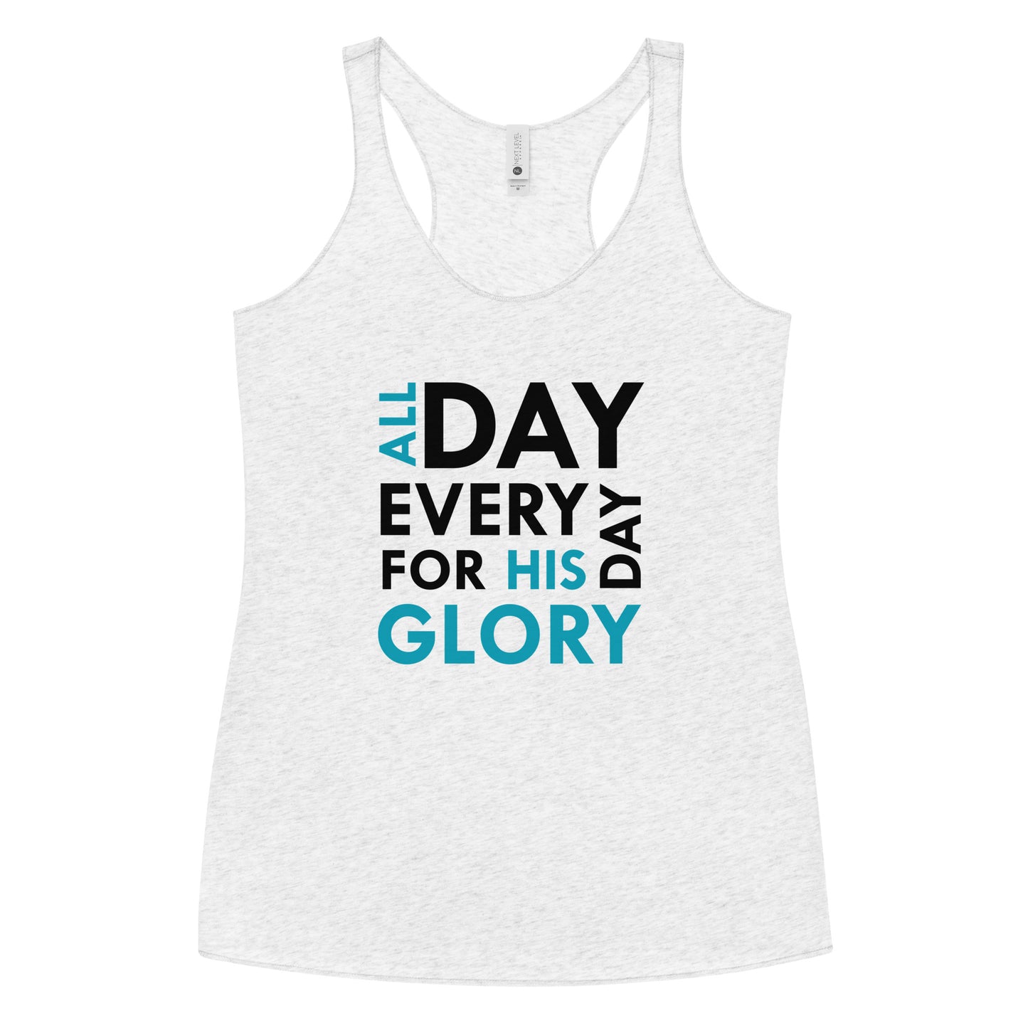 All His Glory Heather White w/Teal Women's Tank